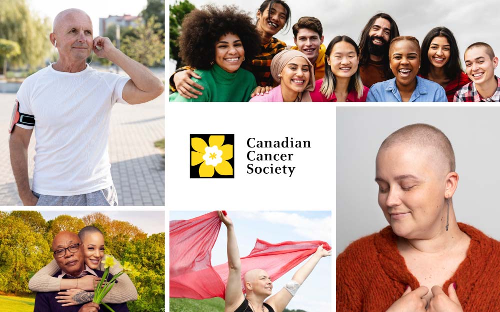 Collage of images related to Canadian Cancer Society. Their logo is in the middle.