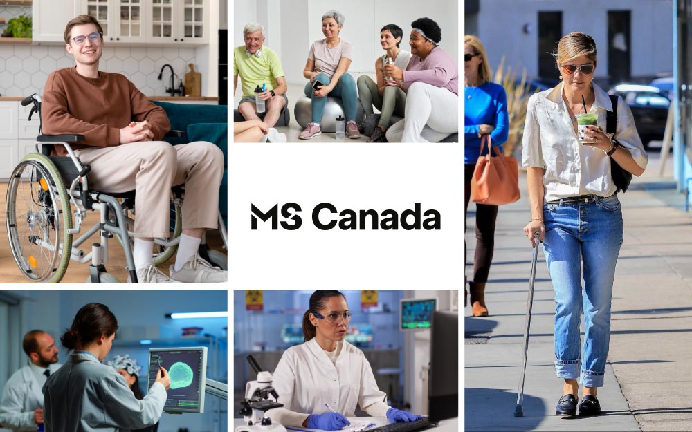 Collage of images related to MS Canada. Their logo is in the middle.
