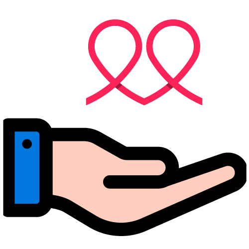 Icon of a hand holding a heart